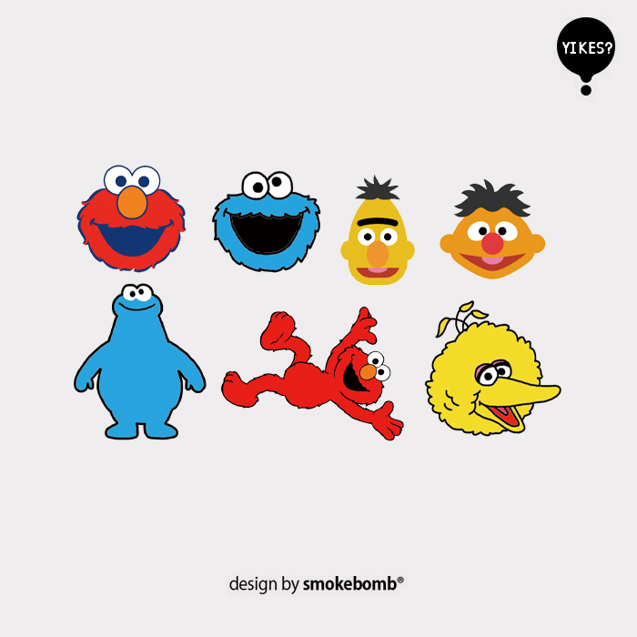 Smokebomblab Kids Children's Creative Tattoo Stickers Sesame Street Combination