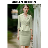 UD Green suit dress female summer temperament host professional attire formal fake two-piece front desk reception work clothes