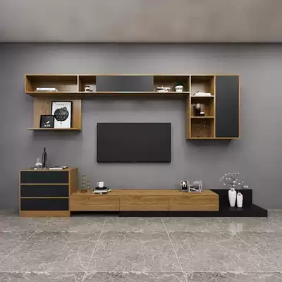 Customizable living room TV cabinet Simple light luxury Nordic combination wall-mounted cabinet Wall-mounted cabinet TV wall bucket cabinet Coffee table