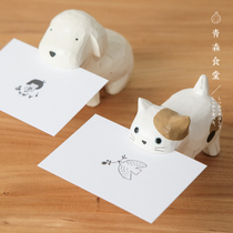 < Qingsen Cafeteria > Japan T-lab Wooden Cute Cat Dog White Dove Card Clip Postcard Decoration Pendulum