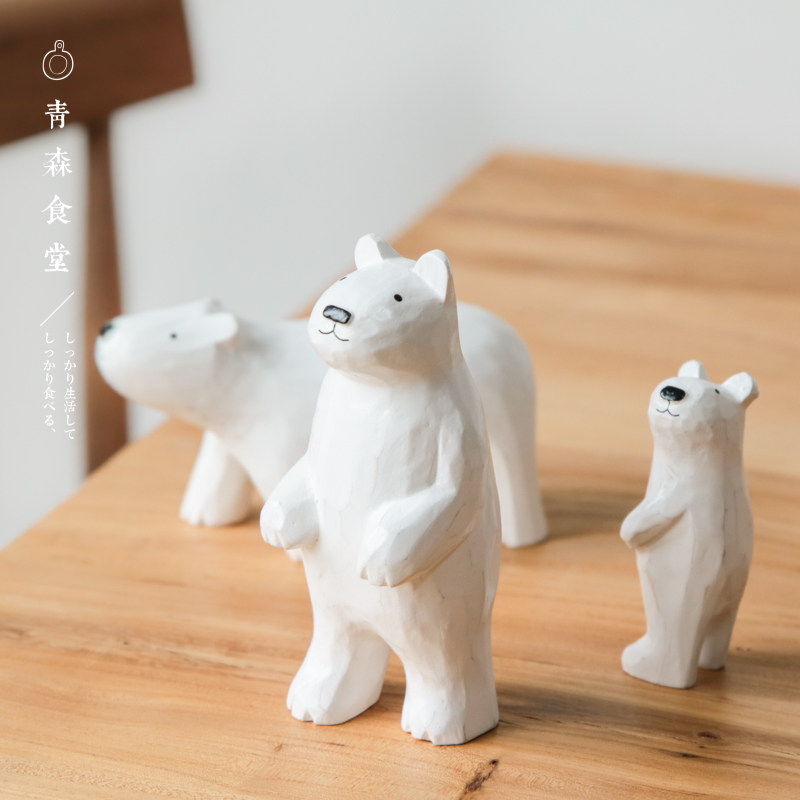 Japanese T - lab handmade logs warm and cute paternity bear wooden decoration decoration