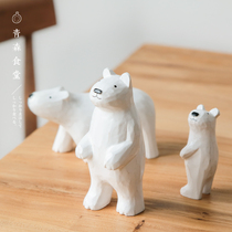 < Qingsen Cafeteria > Japan T-lab hand for log cozy and cute baby polar bear wooden decorative pendulum