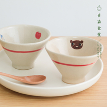 < Qingsen Canteen > Japanese Maker Handmade Knead NATURE CUTE STRAWBERRY SMALL BEAR CERAMIC TEA BOWL PETRI DISH