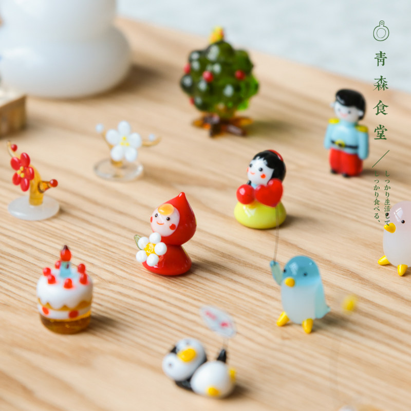 〈Aomori Cafeteria〉Japanese folkart glass crafts forest party animal mini glass ornaments
