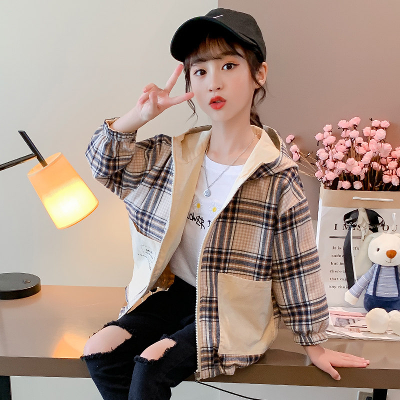 2022 new girls' autumn coats Western style medium and large children's clothes girls fashionable tops net red children's spring and autumn windbreakers