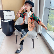 Girls knitting shirt spring autumn 2021 new Korean version children sweater net red ocean gas jacket big boy dress girl cardio-hoodie