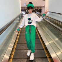 Girls spring and autumn clothing clothing suit 2022 new ocean gas spring CUHK Childrens online red sport Two sets of Korean version