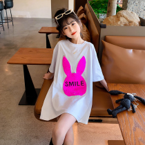 Girl Short Sleeve T-shirt Summer 2022 New Ocean Gas Girl Half Sleeves CUHK Childrens Summer Clothing Fried Street Clothes 8 Years Old