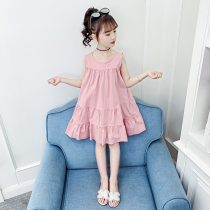 Girls summer dress 2022 new girl princess vest dress summer clothing big child chic dress