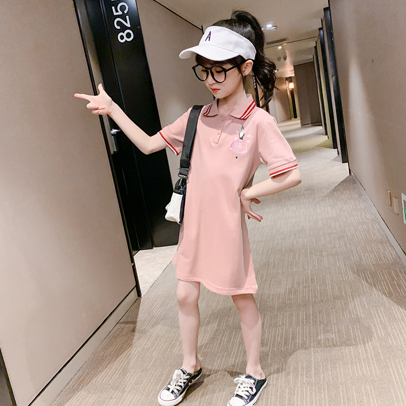 Girls skirt summer 2022 new Western style children's suit summer dress dress in the big children's fashionable polo princess skirt