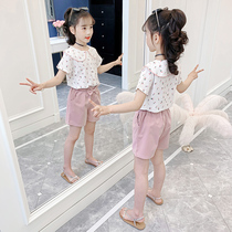 Girls summer clothes foreign air suit 2022 new net red children dolls collar short sleeves clothes girls summer two sets