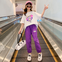 Girls Summer Clothing Suit 2022 New Ocean Gas Children Short Sleeve Thin-Tide Clothes Great Children Fit Summer Sports Two Sets