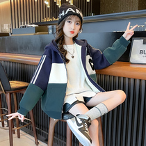 Girls autumn clothing sweatshirt 2021 new childrens net red ocean gas autumn winter jacket CUHK tong suede thickened blouses