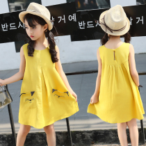 Summer girl dress with dress and dress for baby jacket 2022 new child cotton linen skirt girl princess dress