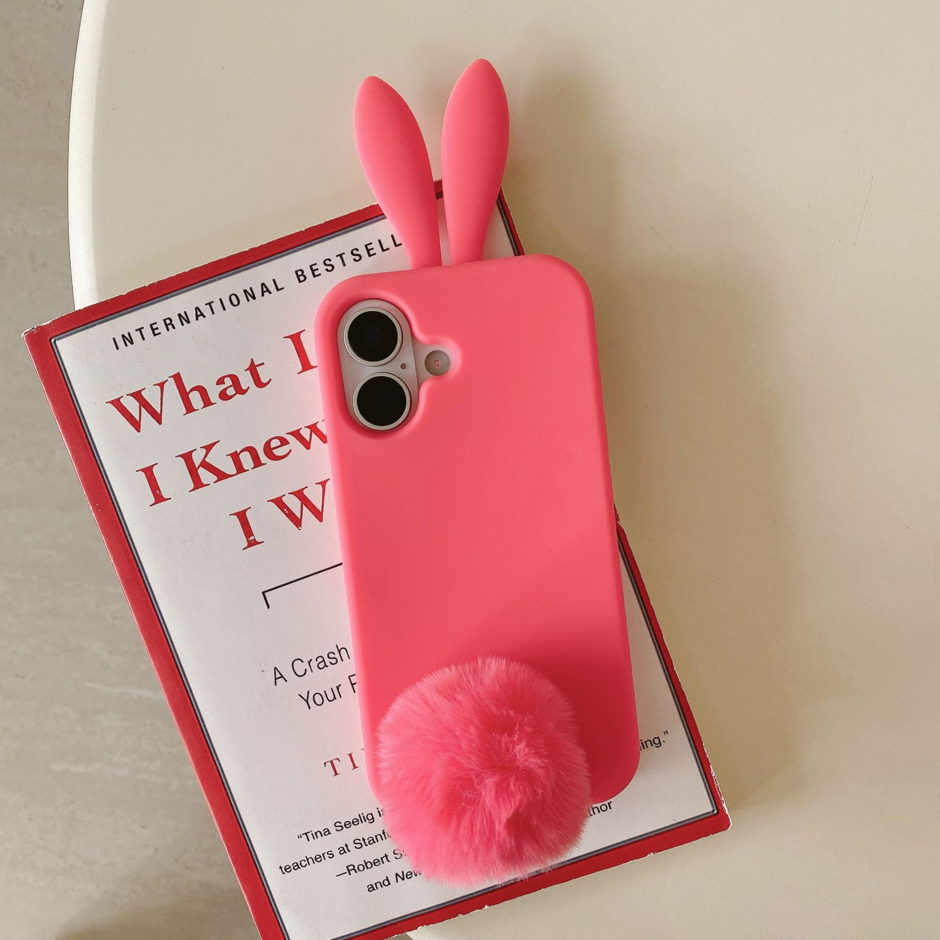 Plush Rabbit Phone Case With Long Ears Cartoon Protective Cover_voghion.com