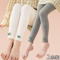 Girl Pure Cotton Beats Bottom Pants Spring Autumn Medium Thick Outwear Knit Children Thin womens baby 90% long pants socks not even feet