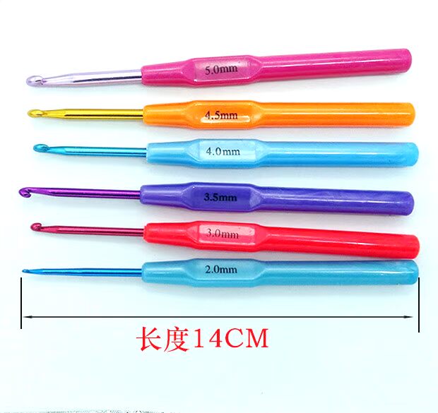 Móc 6 kim loại đơn đầu nhựa xử lý kẹo màu len áo len túi móc kim DIY công cụ đan - Công cụ & vật liệu may DIY kim máy vắt sổ