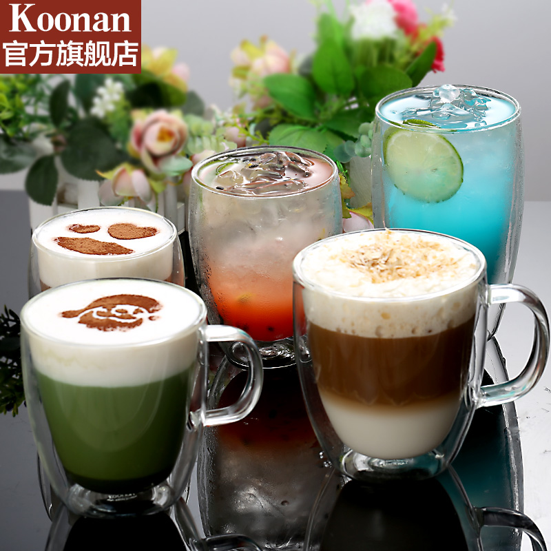 koonan double glazed cup home insulation linen wind female tea cup portable with thickened coffee grab iron mug
