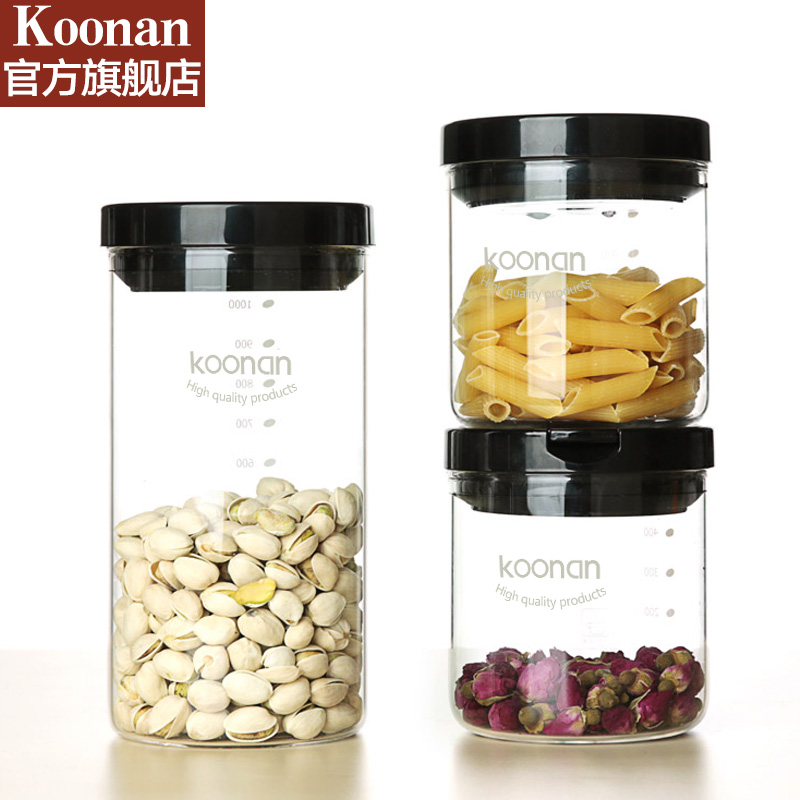 koonan coffee bean sealed cans household glass covered storage cans large capacity miscellaneous grain tea cans moisture-proof