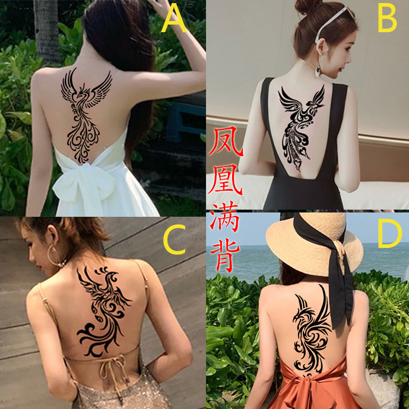 Phoenix Full Back Tattoo Template Hollow Board Reusable Tattoo Paste Juice Tattoo Universal Realistic Easy-To-Apply Easy-To-Tattoo