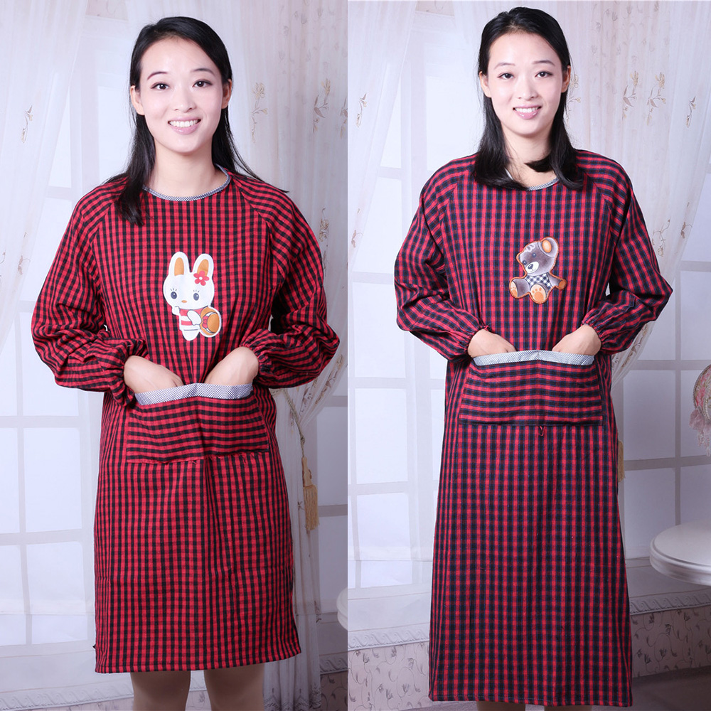 Apron FULL BODY COVER WATERPROOF HOOD CLOTHING COOKING LONG SLEEVE KITCHEN ANTI-OIL PURE COTTON ANTI-WEAR ADULT WOMAN THIN AIR-FIRED SAUTÉ