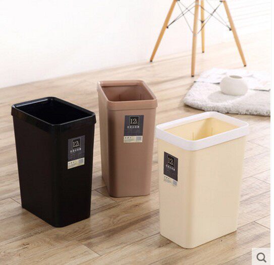 Creative Rocking Style Trash Cans Narrow home rectangular Covered Makeup Room Kitchen Plastic Flat Trash Cans