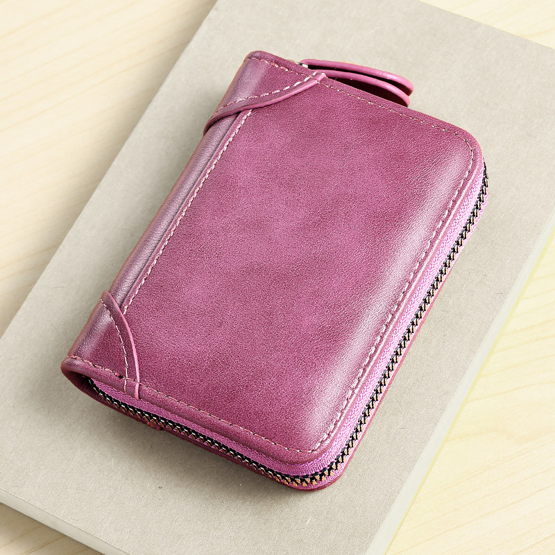 Genuine Leather Texture Card Bag Lady Theft Protection Brush Documents Large Capacity Driver's License Cover Multi-Position Card Integrated Bag Wallet