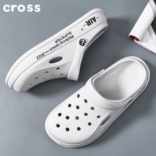 Branded Men's Croc Shoes Summer Non-Slip Anti-odor Casual Outerwear Beach Sandals Soft Bottom Toe Slippers Men's Style