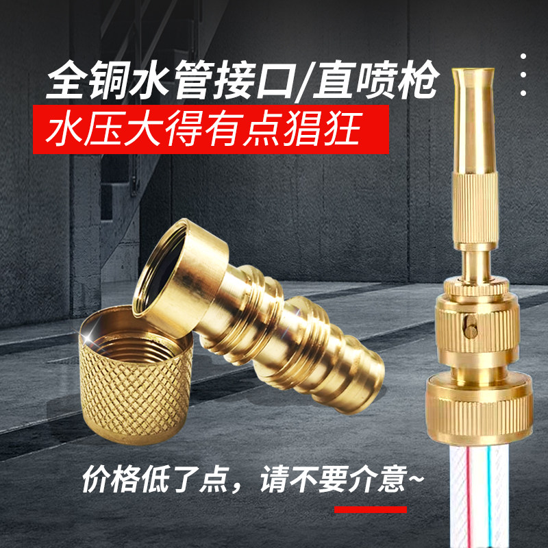 Full Copper Car Wash Water Gun Watering Garden Flush Rinser Pacifier Pacifier Straight Spray Home Multifunction Hose Connector Spray Head Suit