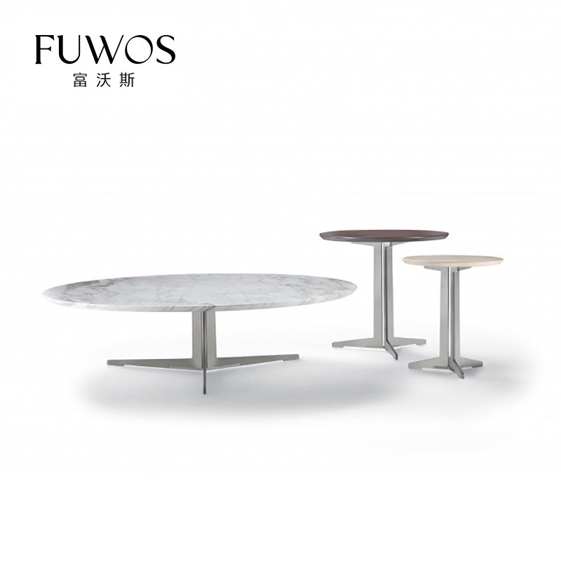 FuwoS Italian modern minimalist natural marble stainless steel minimalist combination round tea table sitting area with several sides