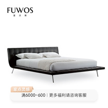 Nordic modern minimalist headlining Bull Leather Light Extravaganza with large double man bed 1 8 m 2m genuine leather soft-covered wedding bed