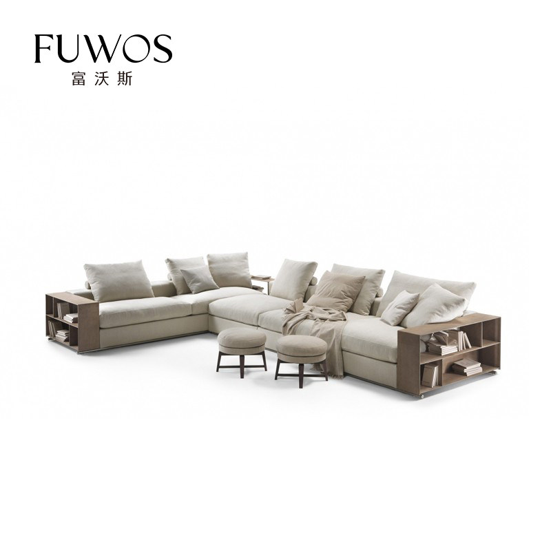 Fuvos Nordic modern Italian minimalist combination large and small apartment corner cotton and linen comfortable large sofa customization