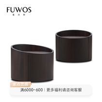 Italian style modern extremely simple smoke smoked eco-friendly solid wood leather bedroom single drawer creative round simple containing bed head cabinet