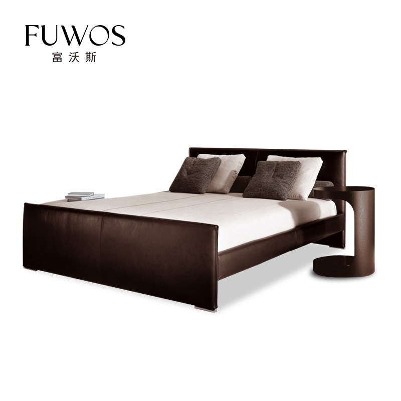 Fubos Italian designer Nordic modern Pole Jane 1 8 2 m Master's bedroom with small family of genuine leather double bed