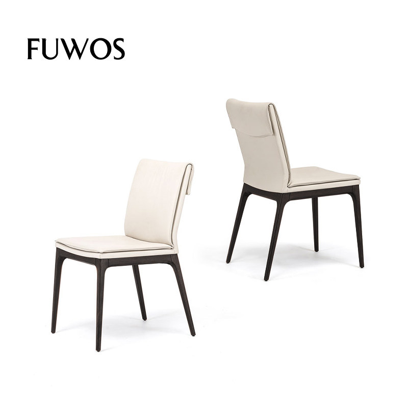 Fubos Fancy Light Extravaganza Modern High-end Solid Wood Full Cow Leather Home Dining Chair Bookchair Designer Custom