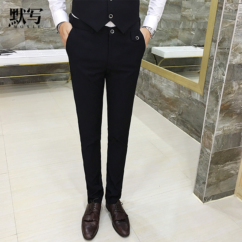 Silent autumn new men's suit pants Korean version slim men's solid color casual pants British small suit pants trendsetter cigarette pipe pants