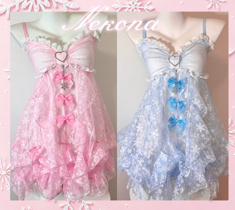 【Sold Out Display】Cat Claw Bathtub｜Snowflake Lace Flower Bud Girl Style Gal Style Y2K Vintage Dress