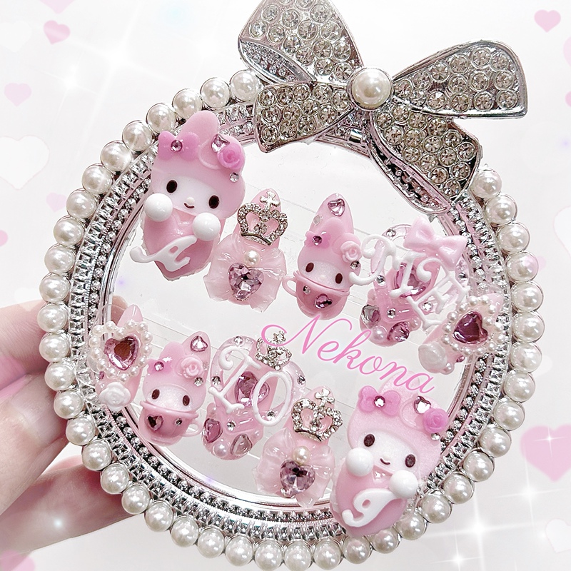[in Stock] Cat Claw Bathtub｜Gal Style Pink My Melody Wedding Gorgeous Press-On Nails