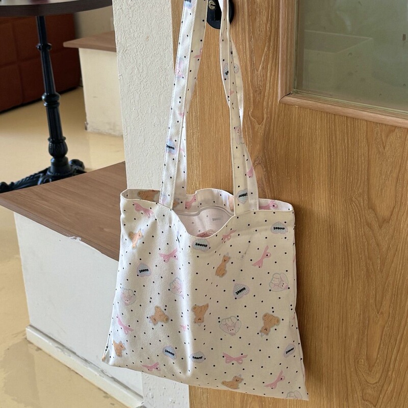 Original Design Floral Handbag for Women 2026 Niche Commuter Shoulder Canvas Bag Cute Girly Pink Large Capacity
