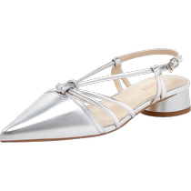 Dong Jies same style of true beauty poem lazy afternoon 2024 spring new style French pointed toe thick heel sandals for women YXM01AH4
