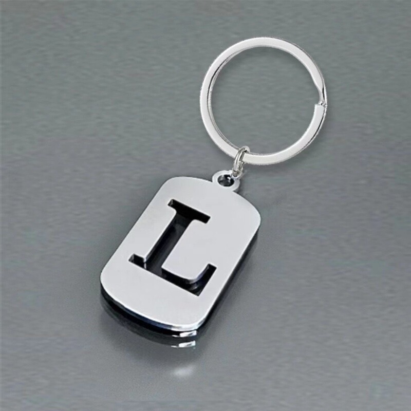 Hollow English Letters 26 Stainless Steel Letter Keychain Simple and Personalized Key Chain Backpack Pendant
