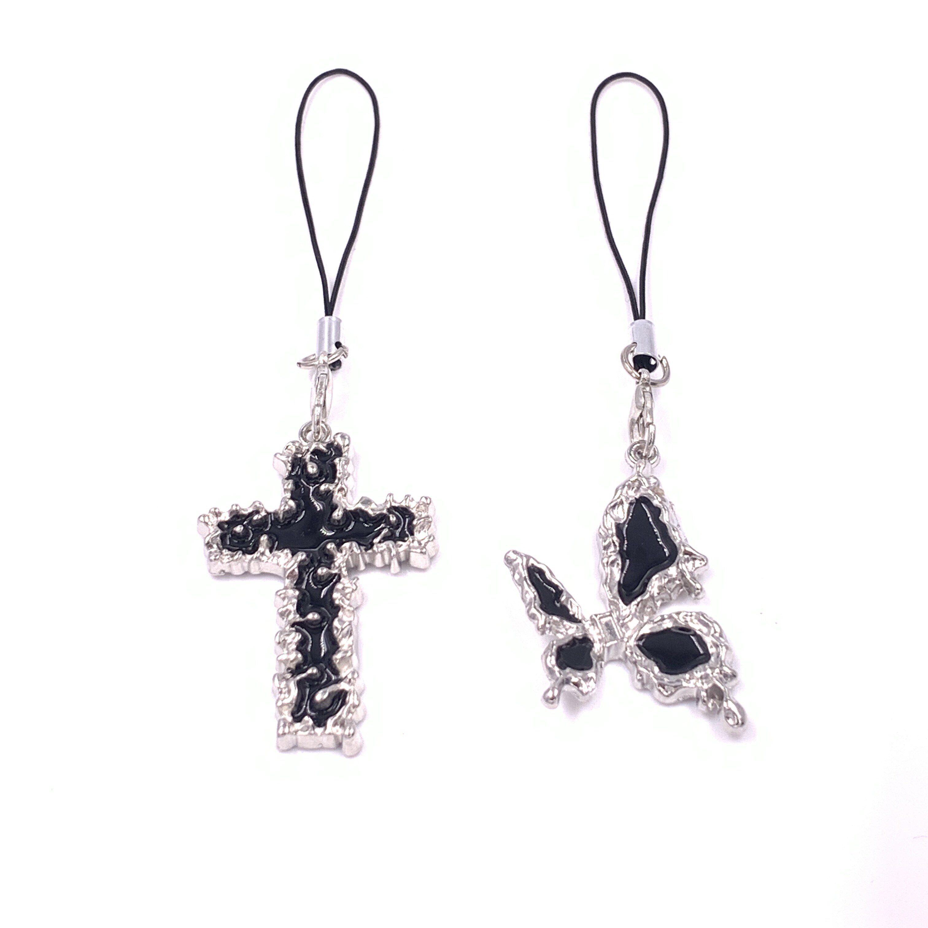 New Black Lava Butterfly Cross Personalized Mobile Phone Charm Strap Mobile Phone Chain Pendant Women's Backpack Bag Small Ornament