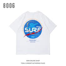 8006hiphop short sleeve men's tide brand trend hip hop street loose astronaut net red t-shirt men ins super fire women