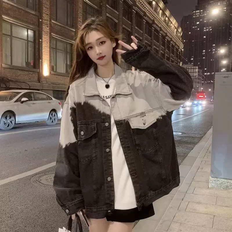 Denim retro jacket, European style, gradient, for beloved