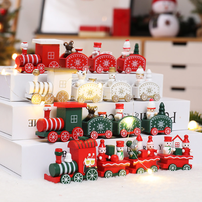 Christmas decorations wooden train fittings for children's Christmas gift desktop decoration