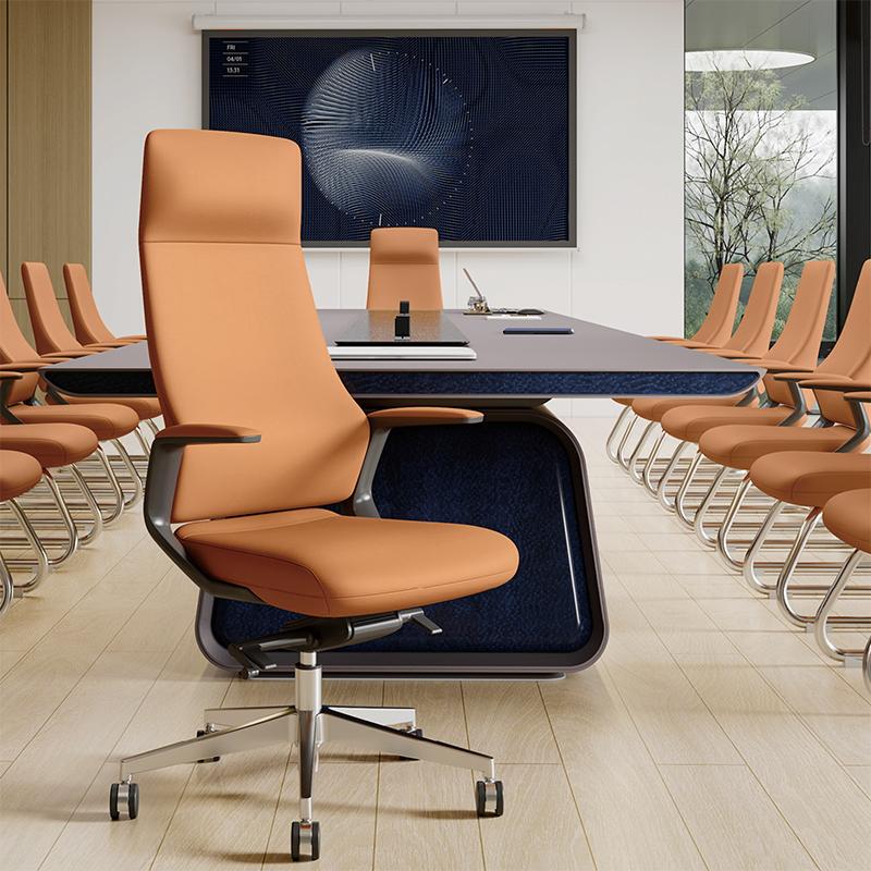 Ergonomic Chair, Home Office Chair, Comfortable for Long Sitting, High-End Genuine Leather, Arched Backrest, Office Chair, Conference Chair, Executive Chair