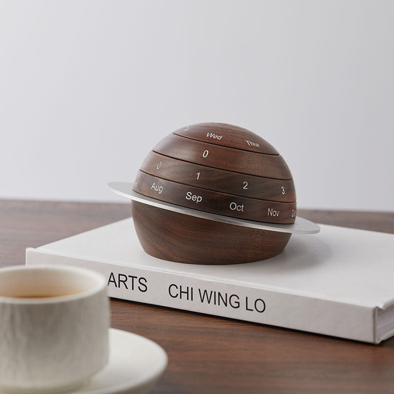 Creative Black Walnuts Solid Wood Planet Calendar Desktop Swing Piece Birthday Graduation Gift Pint Teacher Woody Perpetual Calendar-Taobao