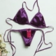Sexy ren treo cổ áo ngực phụ nữ bikini ba điểm tie t quần đồ lót bộ đồ ngủ trong suốt