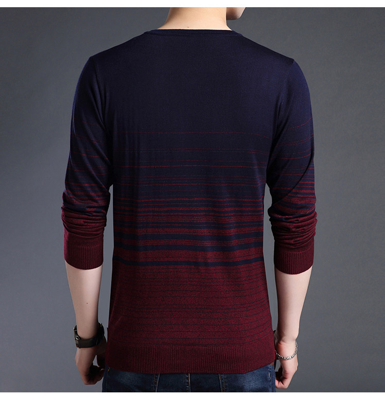 Áo len nam v-cổ của nam giới áo len dài tay t-shirt đáy áo mỏng phần màu rắn mùa xuân và mùa thu mô hình trẻ gà tim cổ áo triều