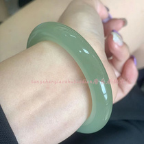 Hotan jade bracelet round clear water high ice blue and white jade bracelet lake green natural Xinjiang jade bracelet gift